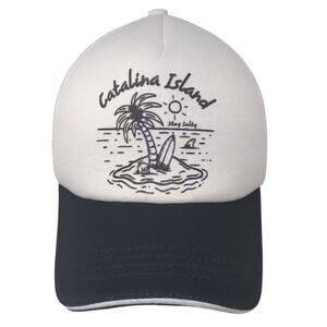 USA Headwear Trucker Hat White Black OS Catalina Island Mesh Back Snapback